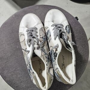 Steve Madden White and Snake Print Sneakers